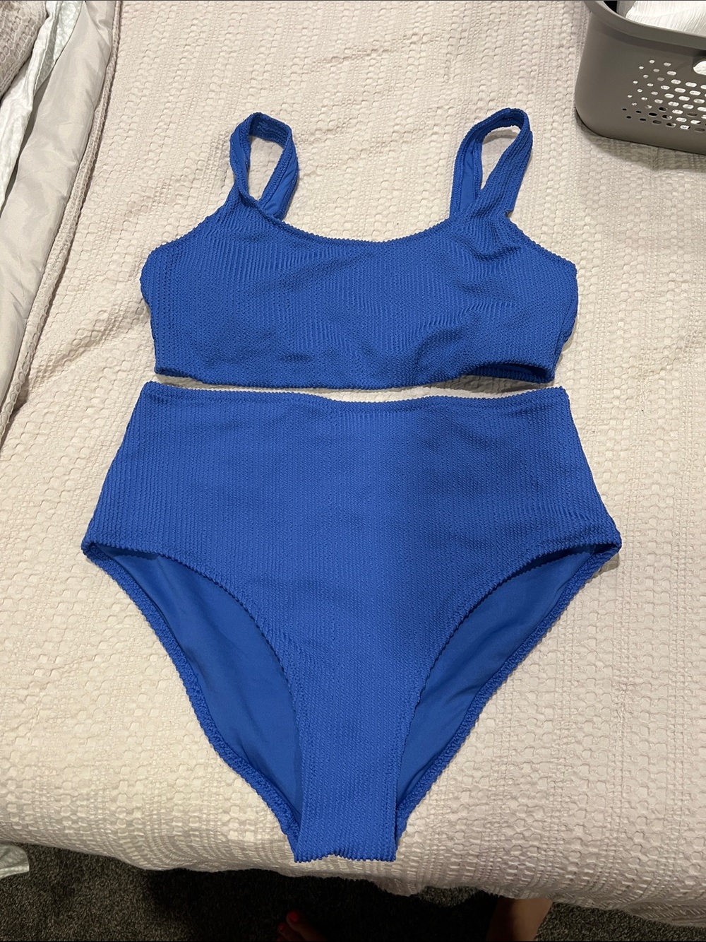 Women’s High-Waist Two-Piece Swimsuit in Bright Blue